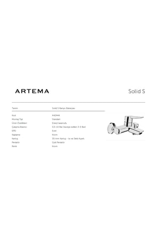 Artema Solid S Banyo Bataryası A42444