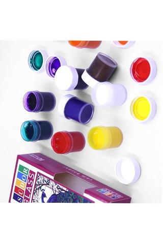 Cam Boyası 10 Renk 15 ML 1 Paket Cam Vitray Boyası Vitray Boya Seti 10 lu Çok Renkli