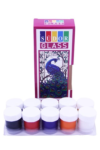 Cam Boyası 10 Renk 15 ML 1 Paket Cam Vitray Boyası Vitray Boya Seti 10 lu Çok Renkli