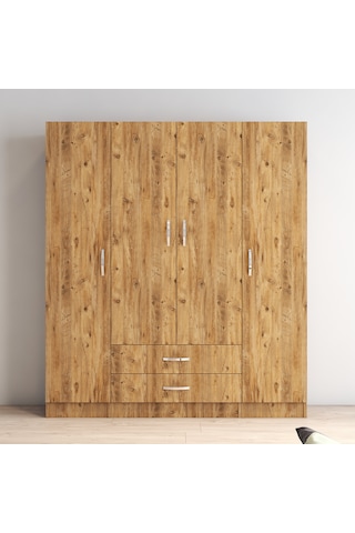 tanmob 4 Kapılı Iki Çekmeceli Geniş Gardrop Çam - Grd0602