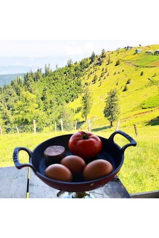 Lava Döküm Demir Yuvarlak Sahan Yekpare Çift Kulplu 16 CM