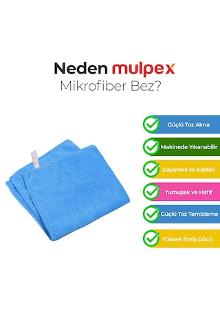 Mulpex Mikrofiber Genel Temizlik Bezi Mavi 40X40 cm. - 10 Adet