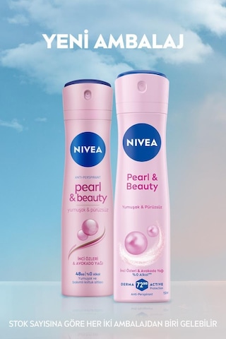 NIVEA Kadın Sprey Deodorant Pearl & Beauty 150 ML, 72 Saat perspirant Koruma, Pürüzsüz Koltuk Altı