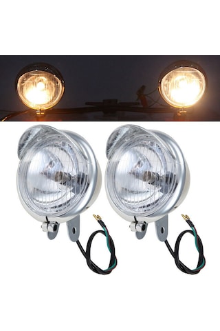 Motosiklet Chooper Nikel Sis Farı Takım Oem