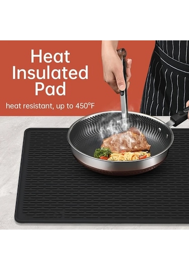 Cordial Siyah Ekstra Büyük Ocak Üstü Koruyucu Mat 450 C Isıya Dayanıklı