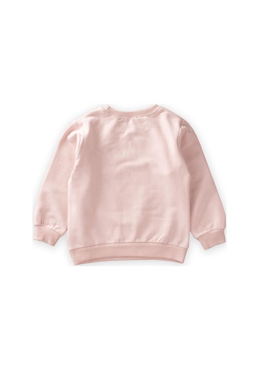 Cigit Çiçek Baskılı Pullu Sweatshirt 1-6 Yaş Pudra Pudra