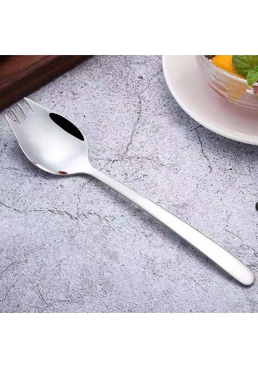 Besthome1 2'li 304 Paslanmaz Çelik Salata Seti, Yemek, Tatlı İçin, Seyahat Kullanım, Açık Gri Gümüş Gümüş