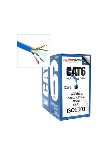 Teknogreen Tk-Cat06M 305M Cat6 0.57Mm Cca Kablo Mavi Renk