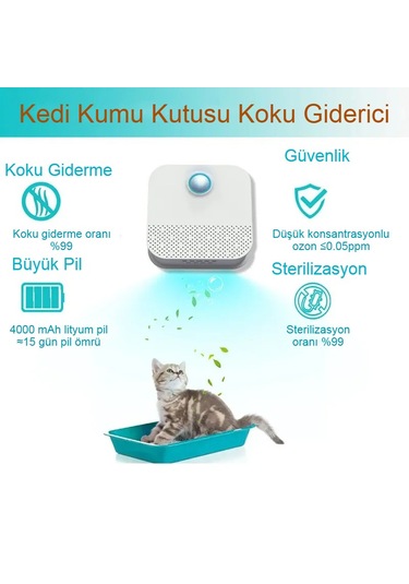 Akıllı Evcil Hayvan Koku Arıtma Cihazı Usb Şarjlı Deodorant Ve Sterilizasyon Özellikli