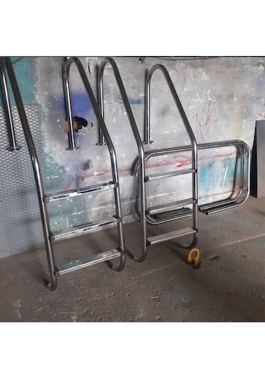 DEKOR HAVUZ 3 BASAMAKLI STANDART PASLANMAZ HAVUZ MERDİVENİ AISI 3