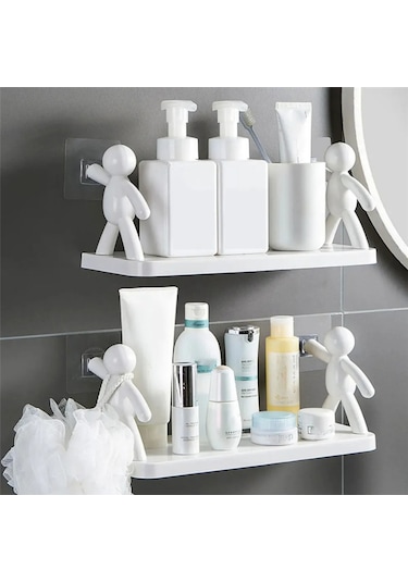 2 Li Banyo Mutfak Organizer Şampuan Kozmetik Baharat Kavanoz Düzenleyici Yapışkanlı Raf Çöp Adam Diğer