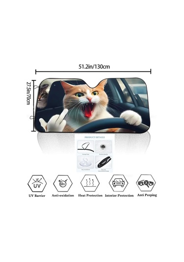 Goldenqian Köpekbalığı Komik Kedi Sürüş Araba Güneşlik Ön Cam Güneşlik Isı Yalıtımı Gizlilik Kişilik Kurulu Z1