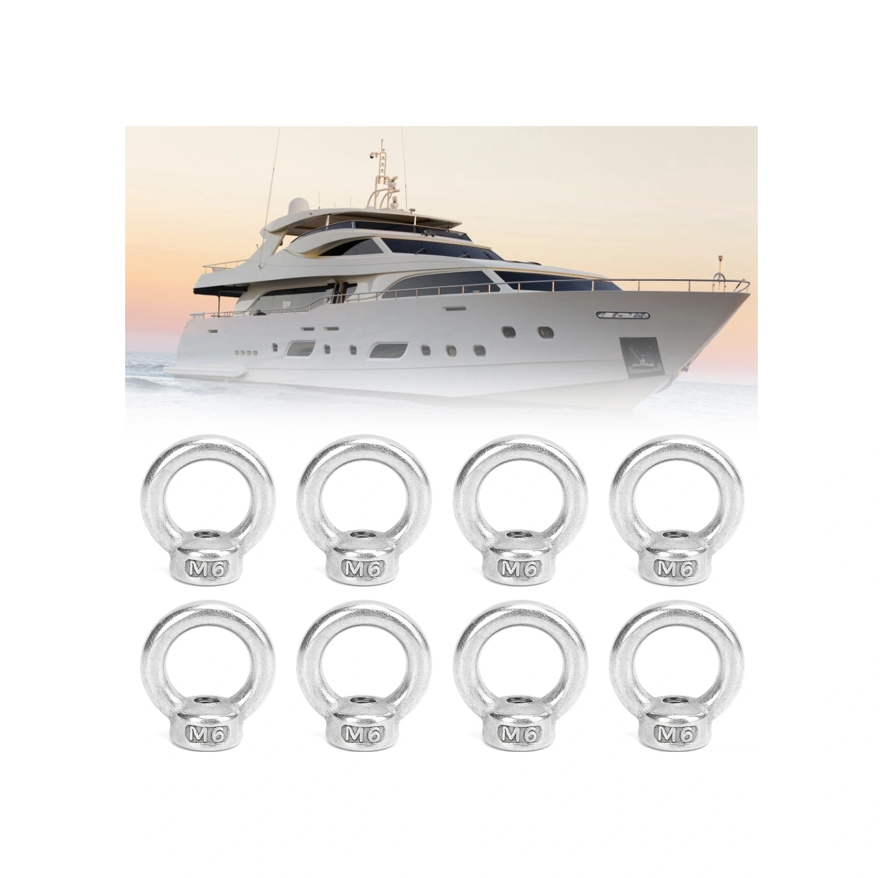 Vkemall 8 Adet Paslanmaz Çelik Gemi Kaldırma Göz Somunu - M8 İndüstriyel Kaldırma Aracı, Anti-korozif, Kolay Kurulum