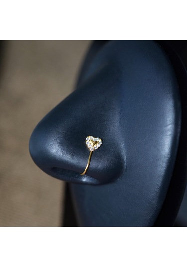 Gold Renkli Gümüş Delik Gerektirmeyen Sıkıştırmalı Kalp Hızma Sarı