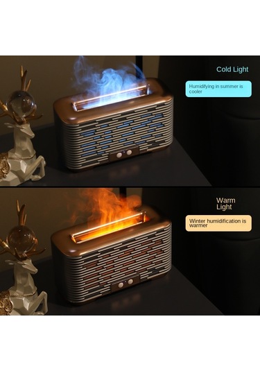 Zamanlama Fonksiyonlu 350ml Simüle Alev Aromaterapi Nemlendirici Altın