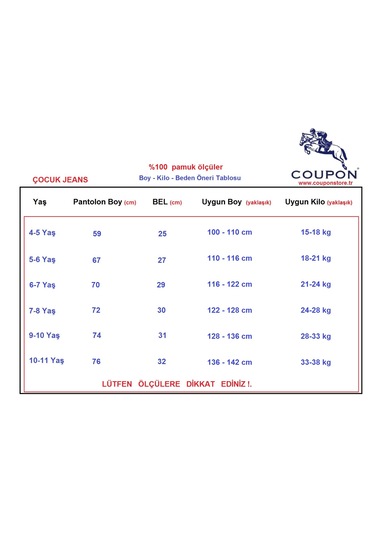 Coupon Çocuk Kot Pantolon / %100 Pamuk Lacivert