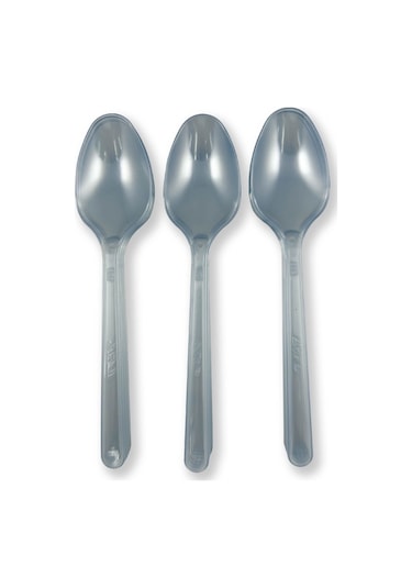 Sert Kalın Plastik Kaşık 1. Kalite Lüks Şeffaf Kaşık 300 Adet Şeffaf