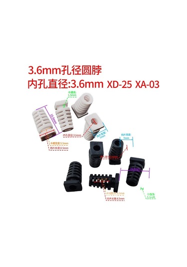 100 Adet - Sr Modeli 3.6 Mm Delikli Kablo Koruma Klipsi Siyah Renk, Esnek Plastik Malzeme