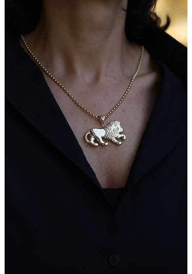 Yenigün Kuyumculuk 14 Ayar Altın Top Zincirde Aslan Kolye Klu22782-znc22920