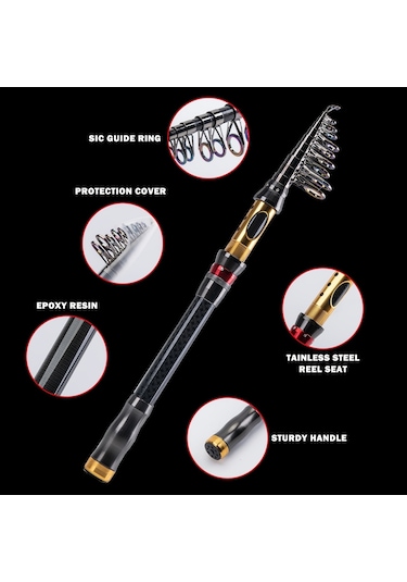 1 Parça Taşınabilir Teleskopik Olta Katlanabilir Trolling Olta Kamışı 1,8 M/6,0 Ft