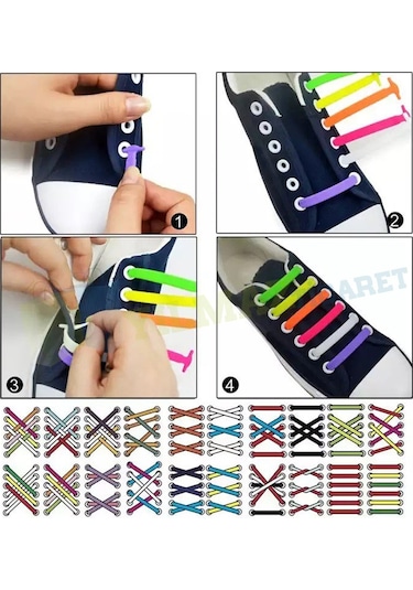 Renkli Silikon Ayakkabı Bağcık 8+8 Adet Yeni Nesil %100 Kauçuk Yüksek Kalite