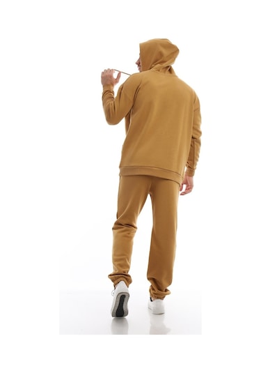 Erkek Kapüşonlu Kanguru Cepli Sweatshirt Kahverengi