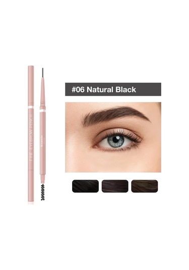 1 Adet Su Geçirmez Çift Uçlu Kaş Kalemi 1.5mm Ultra İnce Kaş Kalemi Ter X6 Classic Black 0