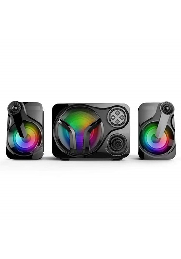Led Işıklı 2+1 Ses Sistemi Şık Görünümlü Bluetooth Hoparlör
