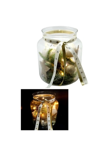 Yılbaşı Dekor Kavanoz İçi Ledli Gold