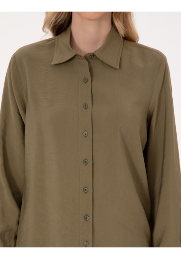 Pierre Cardin Kadın Haki Gömlek Desenli 50318219-vr027 Haki