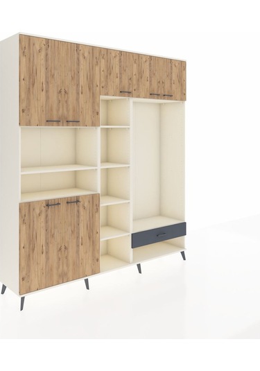 Hyperion Dolap 11 Raflı Tek Çekmeceli 7 Kapaklı 220x44x243 Aytaşı-çam/antrasit Atlas Çam/antrasıt