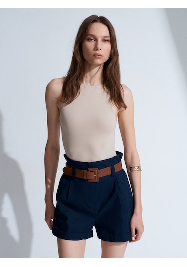 Dilvin 32836 Halter Yaka Bodysuit-taş