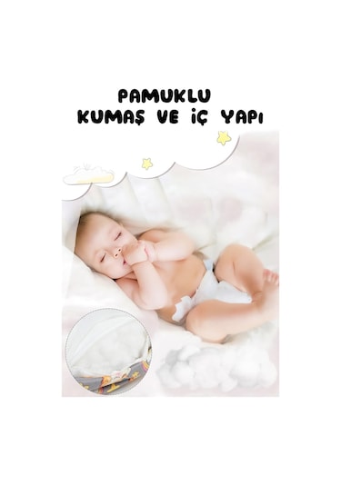 Çift Taraflı Bebek Emzirme Yastığı, Destek Minderi, Hamile Yastığı %100 Pamuklu Kumaş 001