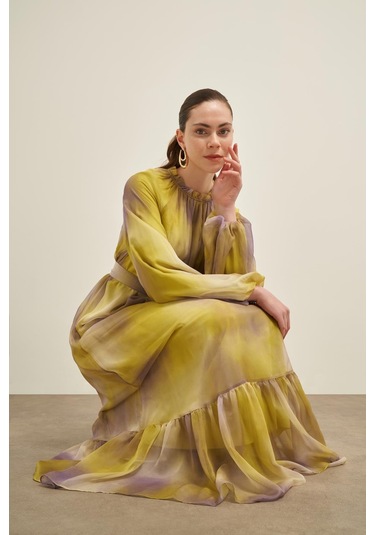 Ftz İpek Saten Elbise Asit 31039 Asit Çok Renkli