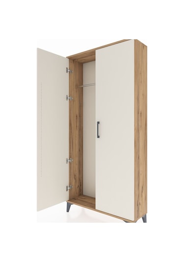 Arges Dolap Tek Raflı Tek Çekmeceli Tek Askılı 88x30x182 Antrasit-aytaşı Atlas Çam