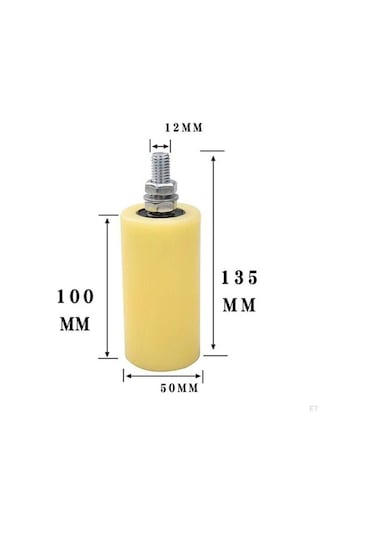 Pazly Elektrikli Kapı İçin Rulman Kılavuz Tekerlek Naylon Kasnak, Height 7cm, Sarı Sarı