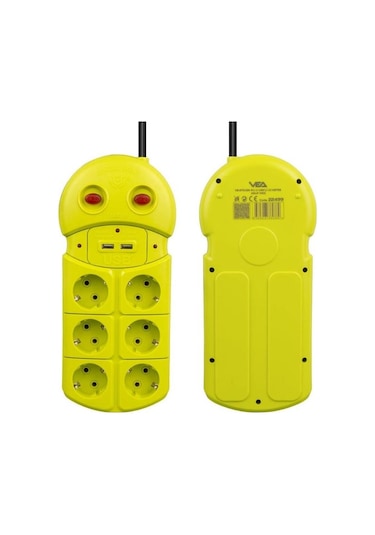 Vea Ve-970usb Akım Korumalı Grup Priz 6'lı 2 Usb Girişli 1.5 Metre 2 Anahtarlı 1,5 m