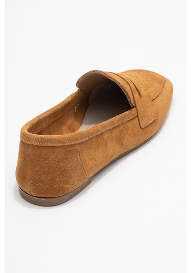 Luvishoes Luvi Shoes Morne Taba Süet Hakiki Deri Kadın Loafer Ayakkabı Taba Süet