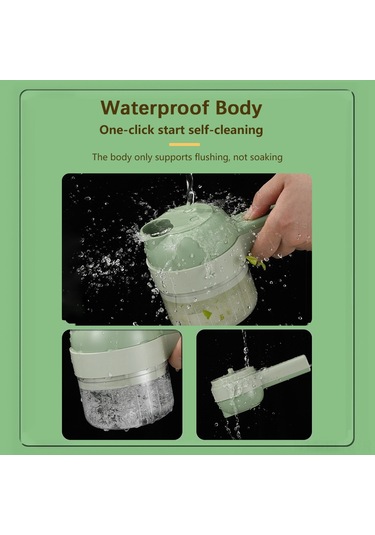 Xindoker Usb Şarjlı Elden Elektrikli Sebze Dilimleyici - Dilimleme/doğrama/temizleme Fonsiyonu, Tek Tuşlu Kontrol, Taşınabilir Mutfak Aleti