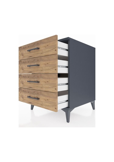 Kronos Komodin 4 Çekmeceli 60x59x80 Antrasit-çam Antrasit