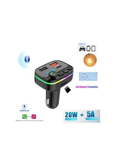 Maiyame Araç Fm Transmitörü Bluetooth 3.0 - Usb Pd Şarj Cihazı, Mp3 Çalar, Otomatik Arama Al/gör, Araç Akü Voltaj Tespiti, Dışarıda Da Kullanılabilir