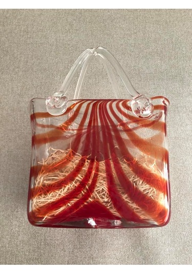 Fifth Avenue Crystal Vintage El Boyama Kırmızı Cam Vazo Çanta