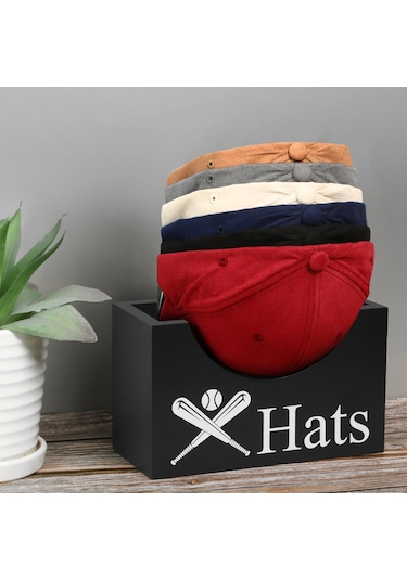 Suntek Ahşap Şapka Tutucu Kutusu Ev Ofis Yatak Odası Için Siyah