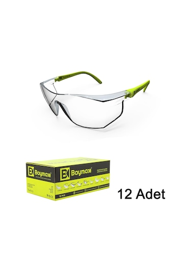 Baymax S-400 Standart Şeffaf Koruyucu Çapak İş Gözlüğü 12 Adet - 1 Kutu