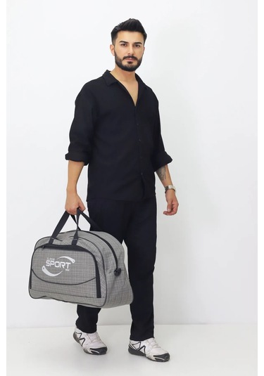 Kabin Boy Hostes Tipi Spor Valiz Seyahat Tatil El Ve Omuz Askılı Günlük Kullanım Ve Kıyafet Çantası Gri
