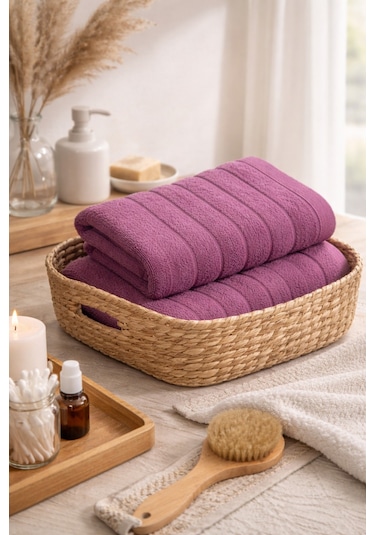 Violeta Model 2'li Banyo Havlu Seti Mürdüm