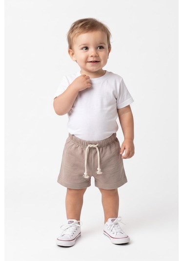 MiaBaby Bebek Müslin Şort Bej