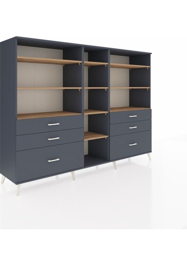 Hyperion Dolap 10 Raflı 6 Çekmeceli 220x44x163 Antrasit-çam/antr Antrasit-çam/antrasit