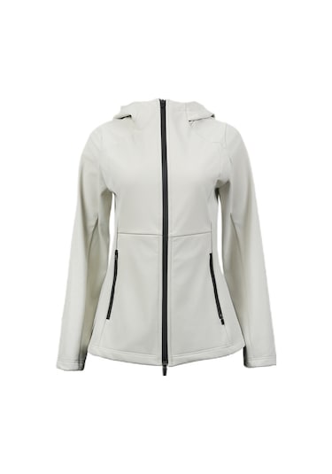 Edwardest Sonbahar Ve Kış Kadın Ceketi, Dış Mekan Yumuşak Kabuk, Rüzgar Ve Su Geçirmez Beyaz-gri