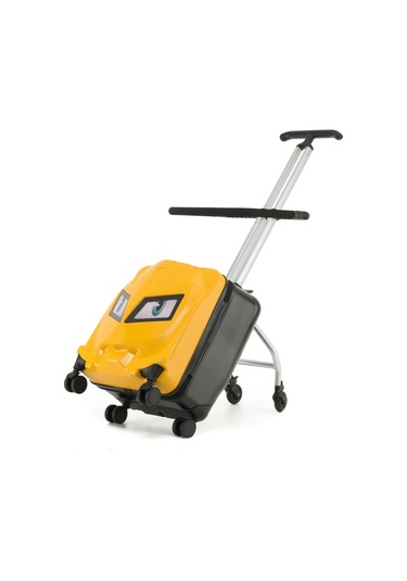 Göz Desenli Çocuk Valizi Binilebilir, Düşme Engelleyici Sarı